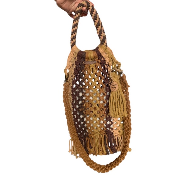 Vintage macrame handbag with Strap - Picture 3 of 16